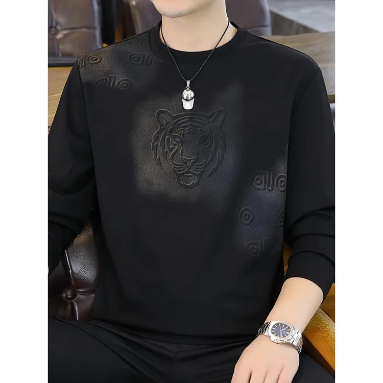 ICCLEK2025新款男士长袖圆领卫衣时尚宽松休闲长袖打底衫上衣男