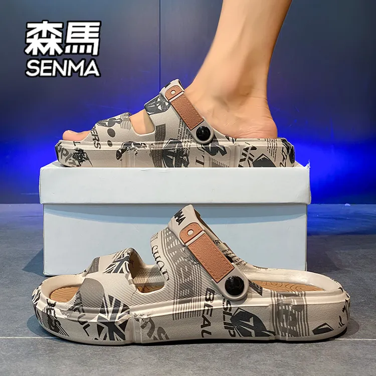 SENMA/森马凉鞋男夏季新款外穿防滑防臭开车上班沙滩运动两穿拖鞋