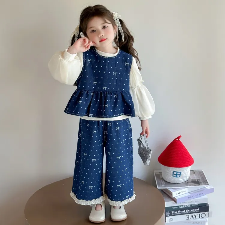 女童牛仔套装秋装2025新款儿童春秋装韩版潮款女宝秋季时髦三件套