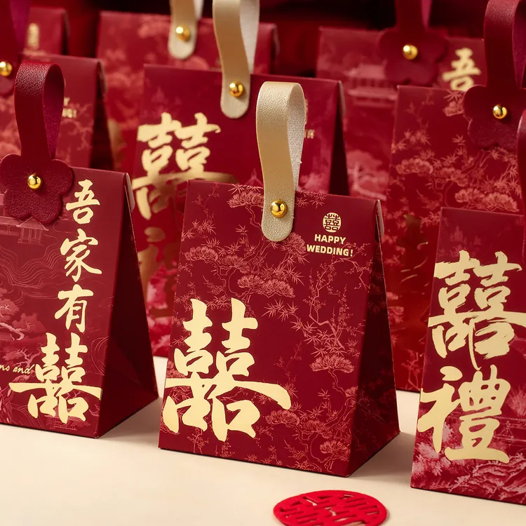 结婚喜糖盒2026新款婚礼专用喜糖袋订婚高级感回礼盒包装纸盒空盒