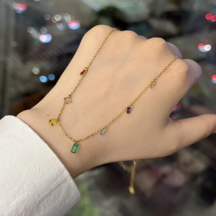 钛钢项链 AX-0974 超推荐！不易褪色夏季彩色系时尚项链