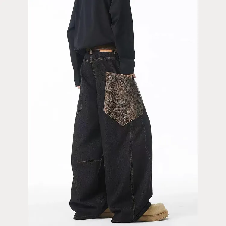 网络图A319P38S-3XL黑色蟒蛇纹纽扣款