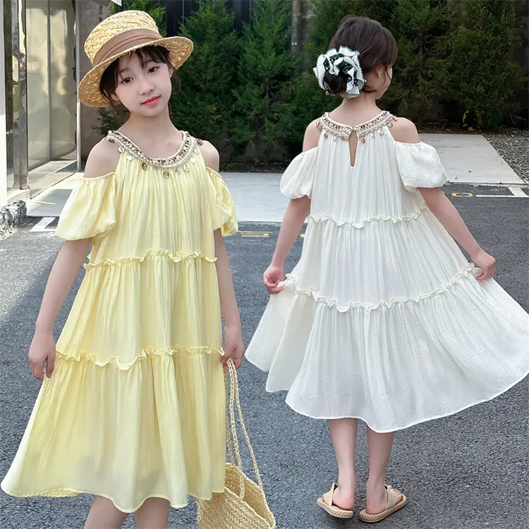 女童夏季甜美连衣裙2025洋气新款中大儿童6-12岁15岁度假风公主裙