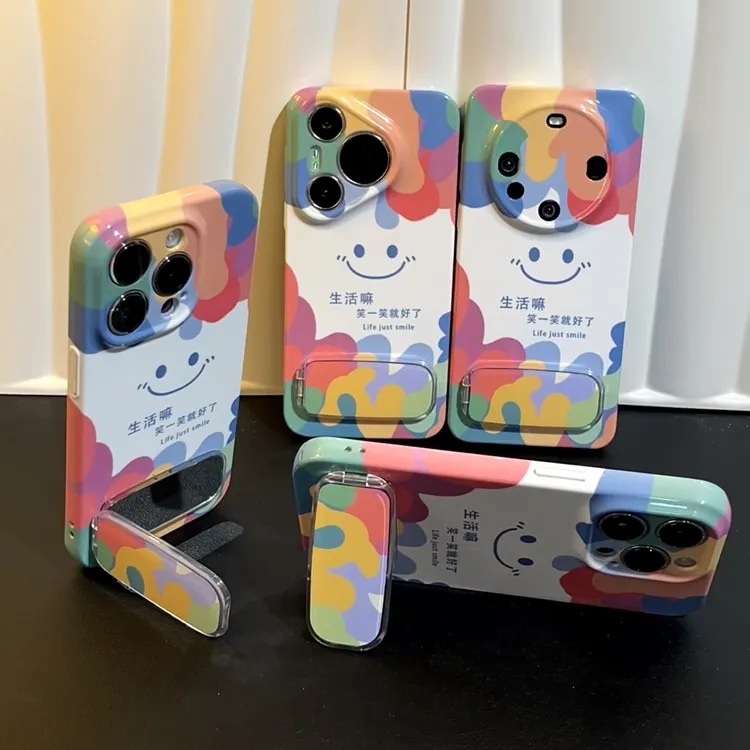 彩色笑脸文字适用iPhone16菲林手机壳苹果15华为P70vivoppo小米女