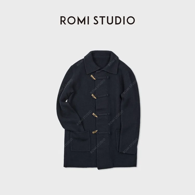 ROMI STUDIO“羊毛大衣”100缩绒羊毛复古牛角扣毛呢外套RWCASZ6374