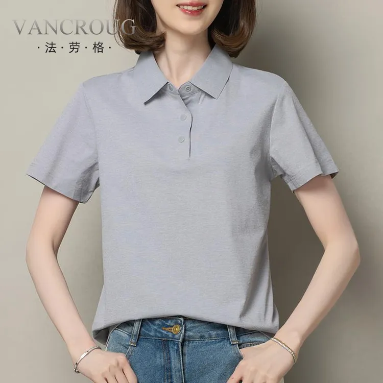 法劳格polo衫女定制印logo工作服夏季短袖T恤薄款洋气衣服女新款