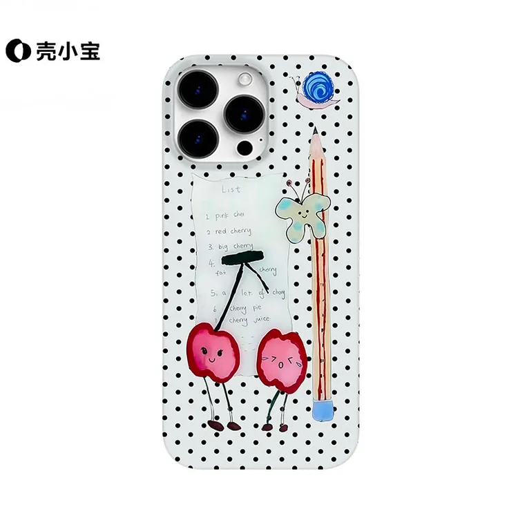 铅笔樱桃适用苹果15pro手机壳iphone16promax小众14/13/12小米15p
