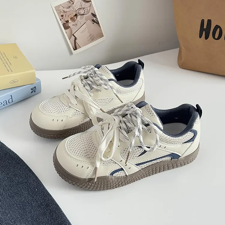 双网德训鞋女丑萌2025春季新款小白鞋子chic小众韩版低帮百搭板鞋