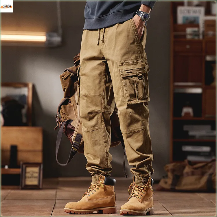 美式工装裤男2025新款秋冬款复古重磅机能多口袋束脚男士休闲裤子