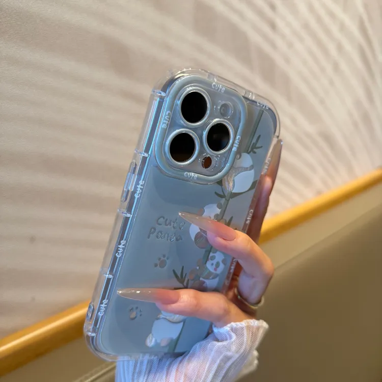 奶油壳熊猫竹子适用苹果16promax手机壳全包iPhone15硅胶14可爱13