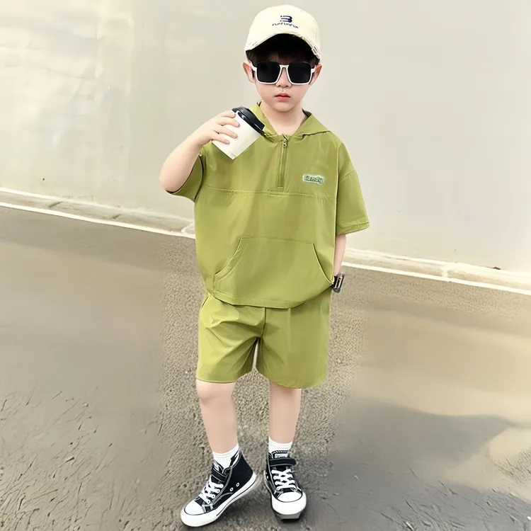儿童透气套装夏季男孩男童休闲宽松亲肤韩系潮流时尚帅气户外舒适