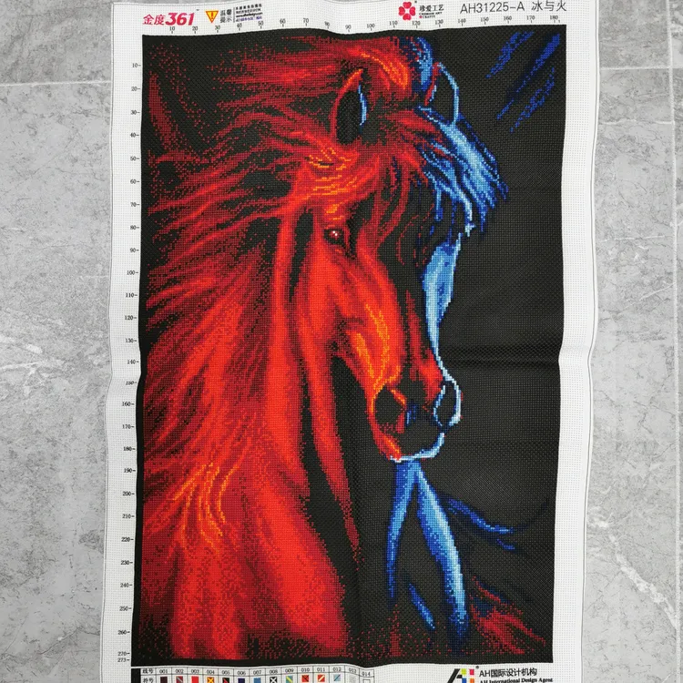 纯手工十字绣成品冰与火骏马奔腾红色马头客厅装饰挂画绣好的出售