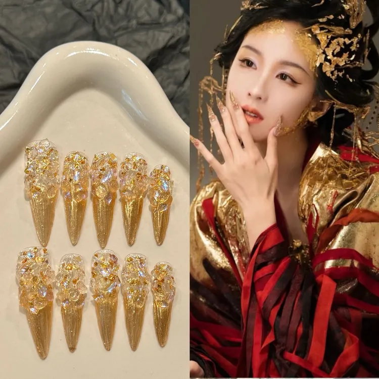 【永夜星河】镜妖美甲永夜星河宫廷风镜妖穿戴甲同款美甲贴美甲钻