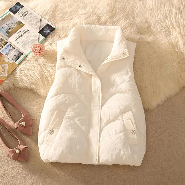 显瘦背心坎肩棉服秋冬新款减龄网红花朵宽松百搭外穿外穿马甲女冬