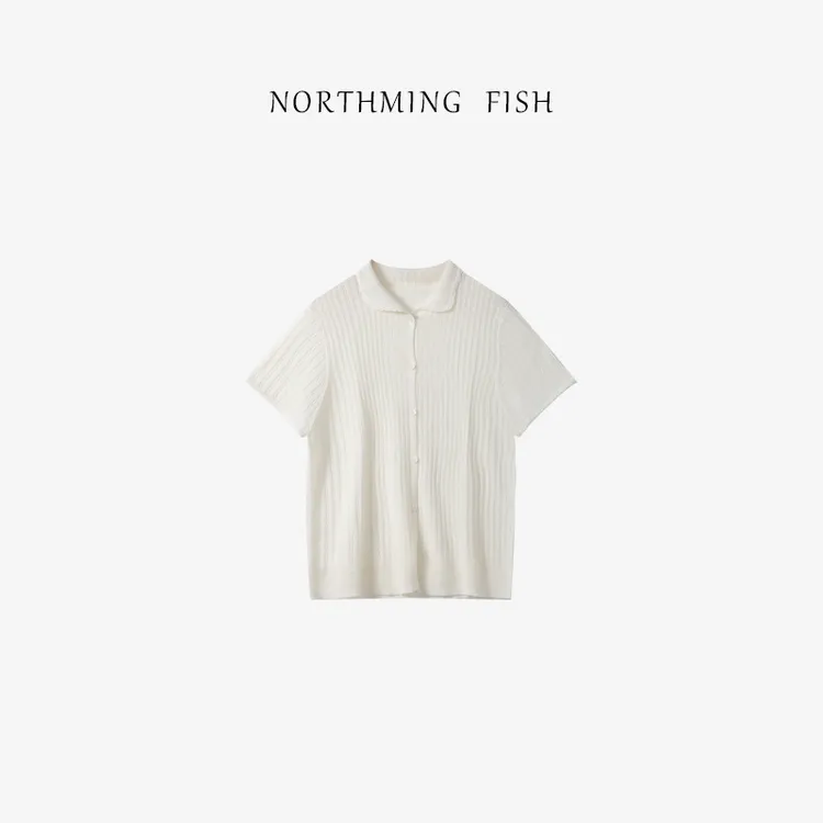 NorthMing fish「miu系模范生」减龄呼吸感 条纹亚麻娃娃领开衫