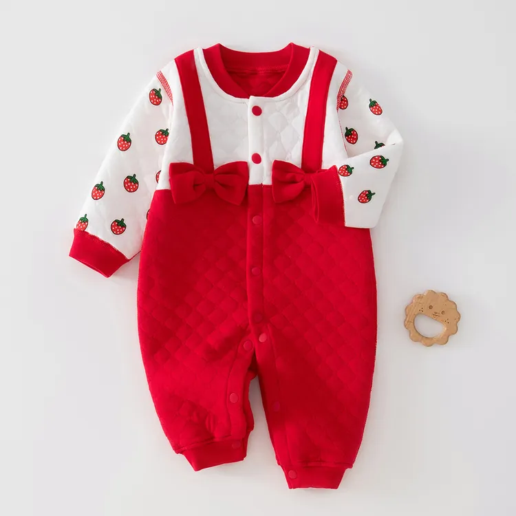 婴儿连体衣春秋冬季A类无骨夹丝长袖宝宝爬服哈衣新生儿衣服卡通