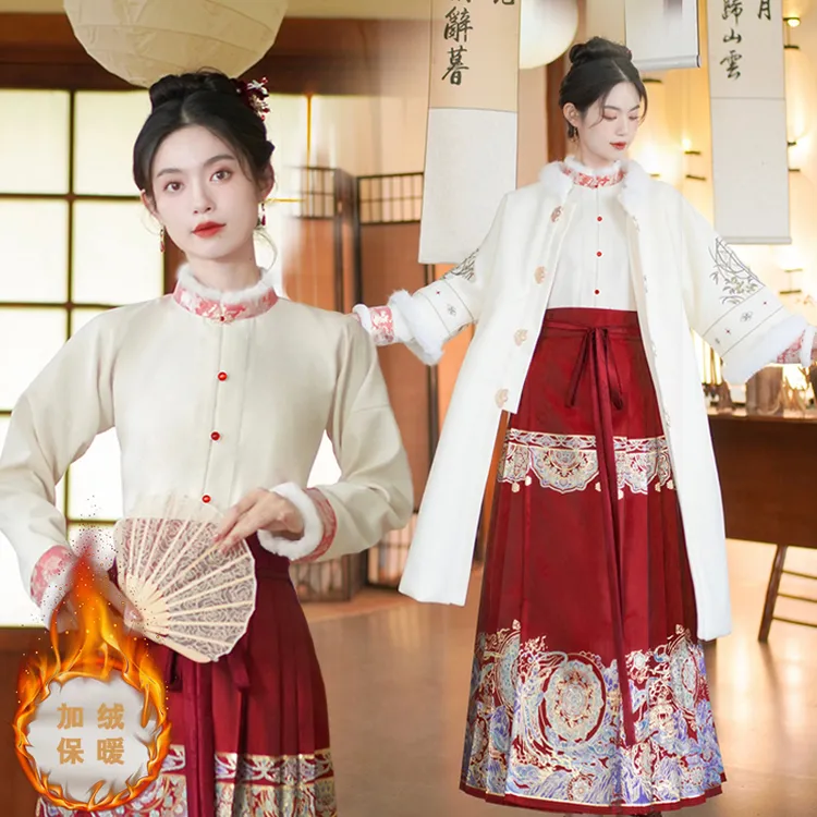 新中式国风立领保暖高端毛呢大衣外套冬季长款白色中国风厚款加厚