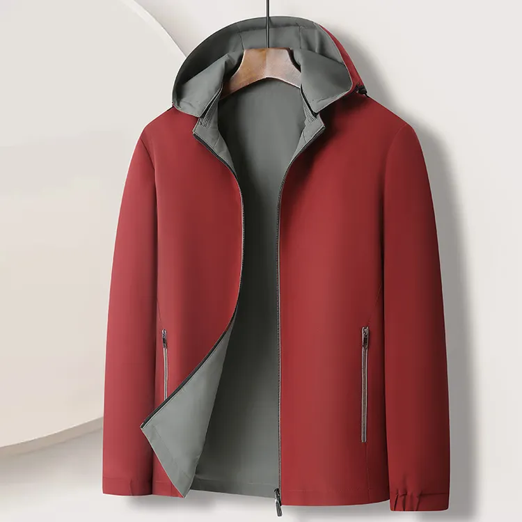 双面穿春季男士可脱卸连帽外套一衣三穿中年商务夹克户外休闲