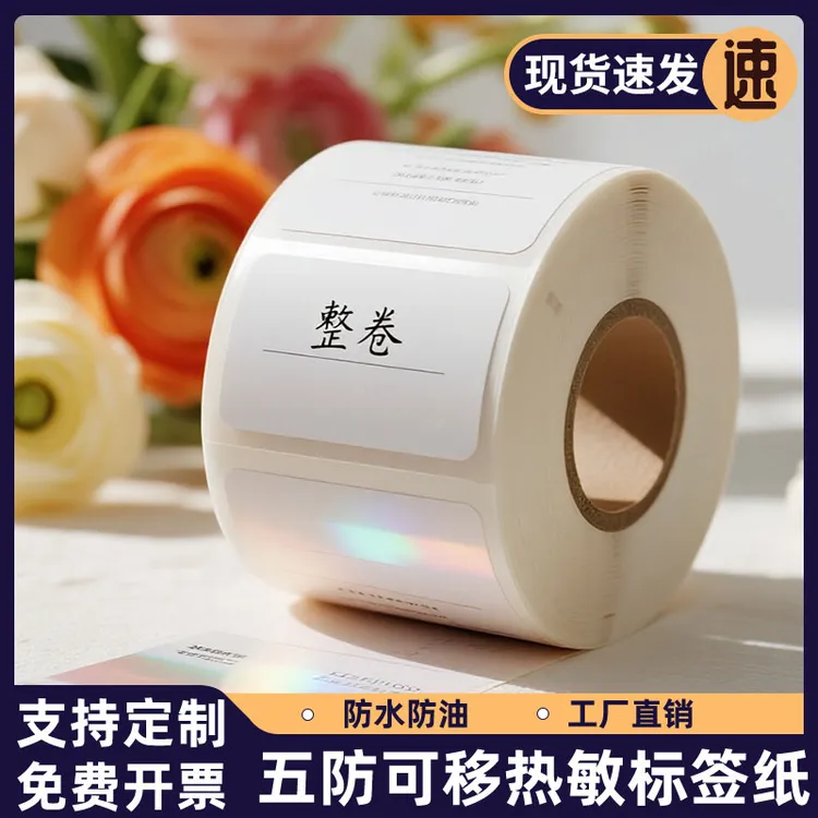五防可移除热敏合成标签纸60*40易撕取打印不干胶五防不留胶贴纸