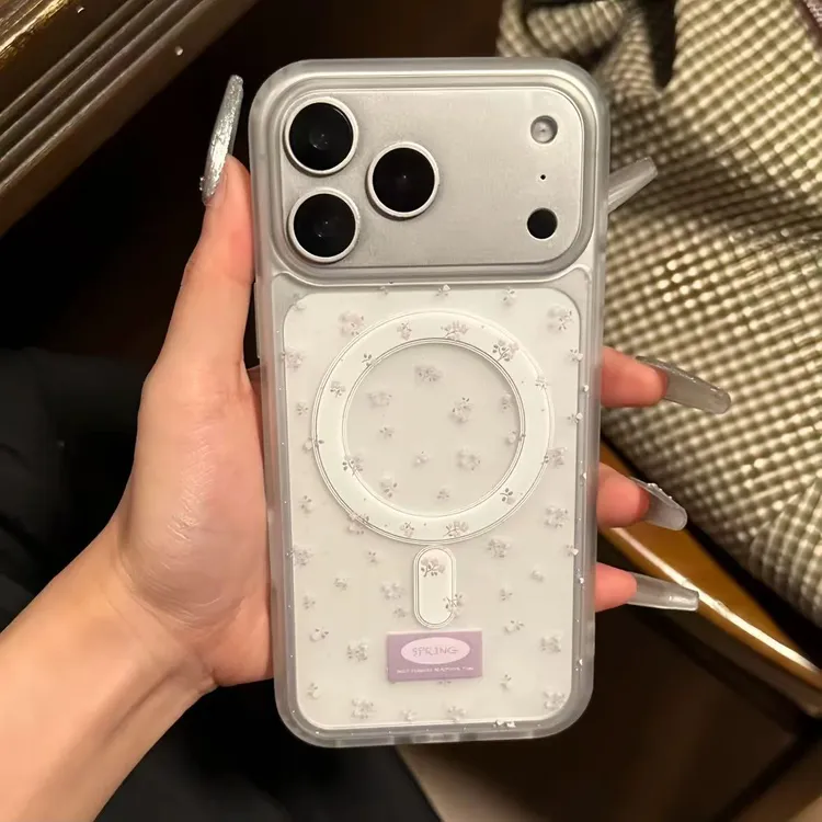 BANCA紫色碎花适用苹果17promax磁吸手机壳iPhone16/15/14/13女12