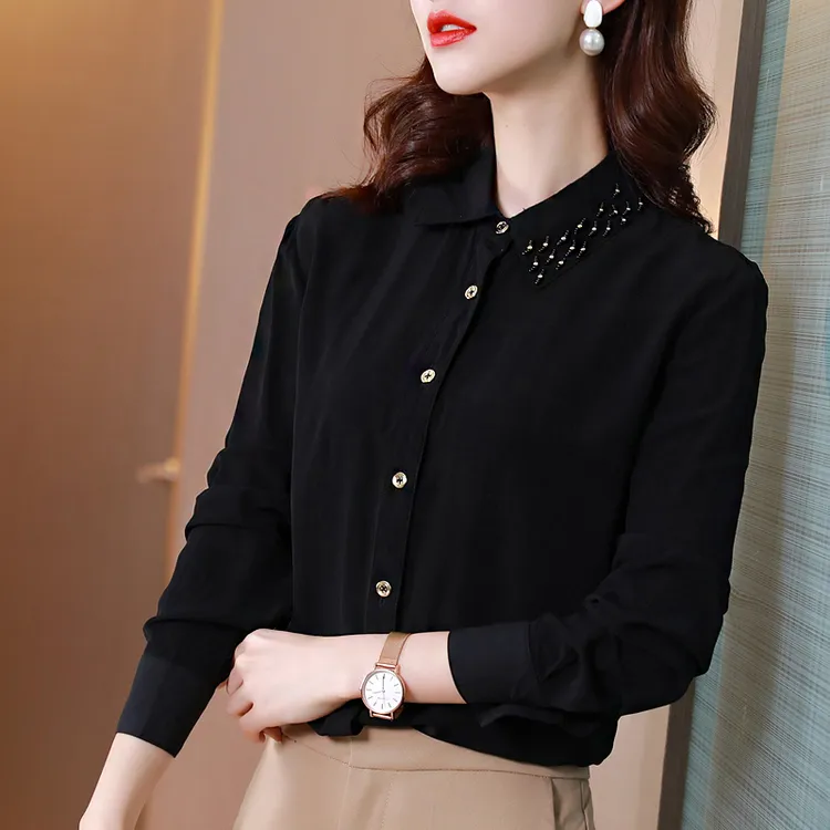 【偏小，拍大一码】9701钉珠翻领衬衫 