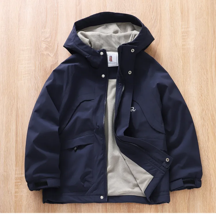 I高品质男童秋冬新款连帽加绒外套~中大童防风冲锋衣高品质童装9