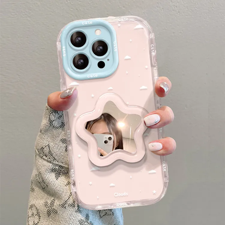 星星镜子支架适用苹果华为/vivo/oppo小米iPhone16果冻奶油手机壳