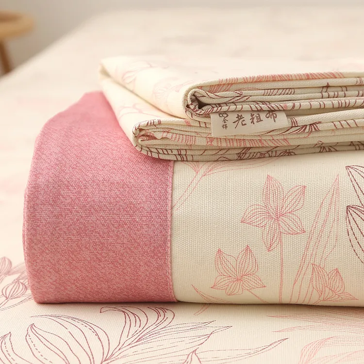 老粗布加厚床单纯棉100全棉单件单双人榻榻米隔脏软凉席防滑床盖3