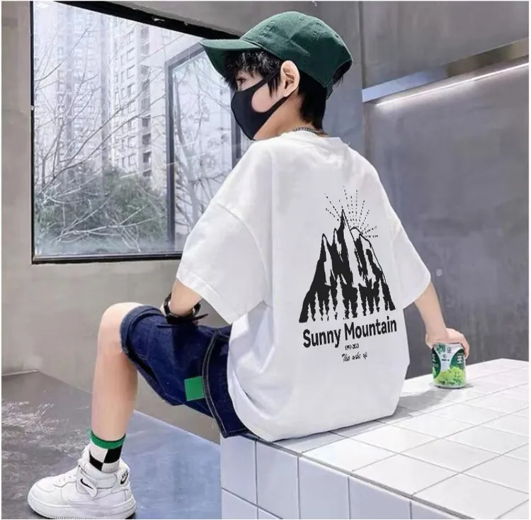 夏季中大童装百搭休闲宽松卡通印花2025新款儿童短袖潮流时尚T恤