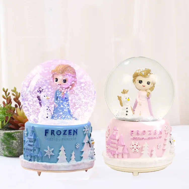 独角兽冰雪奇缘水晶球音乐盒飘雪摩卡少女家居桌面摆件送礼物