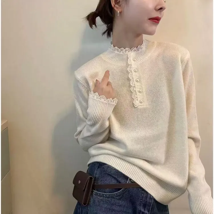 【787】2025秋季新款轻职风宽松遮肉上衣打底衫百搭长袖毛针织衫女