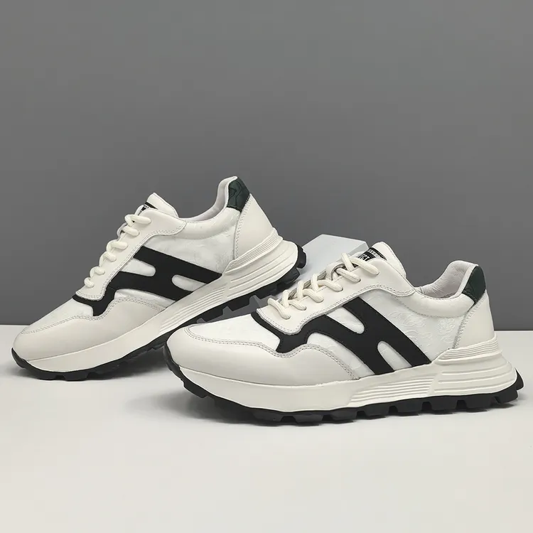 欧洲站男鞋上档次透气运动潮鞋头层牛皮百搭鞋子男款厚底休闲板鞋