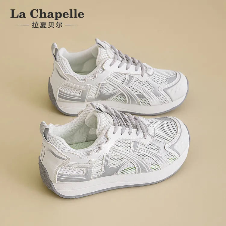 拉夏贝尔厚底轻奢2025夏季女鞋外穿网面透气轻便舒适百搭小众鞋子