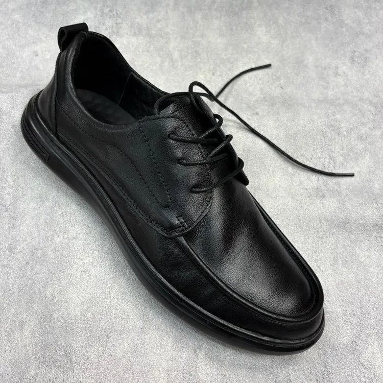 外贸真皮爸爸鞋软底软皮透气通勤上班英伦系带男士商务休闲皮鞋男