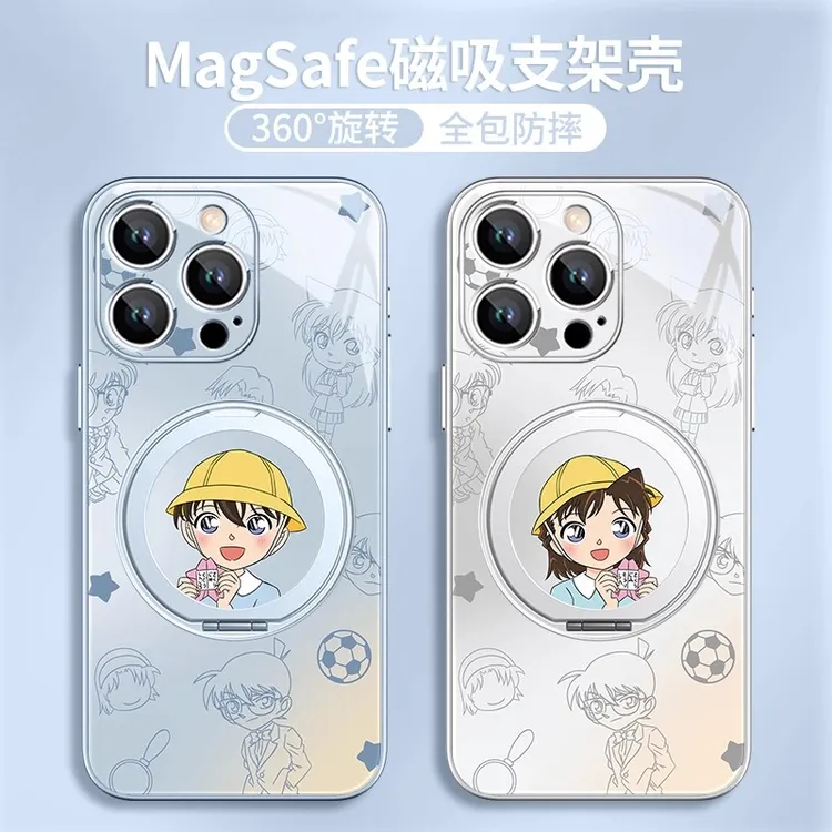 柯南小兰适用苹果16手机壳华为pura80磁吸小米15带支架一体mate70