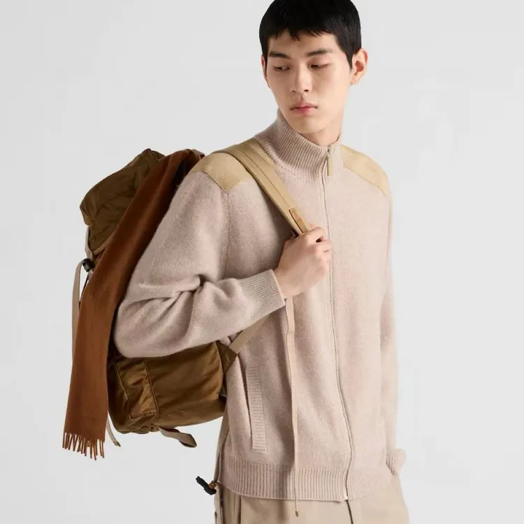 PR男士秋冬新款商务休闲拉链羊绒开衫