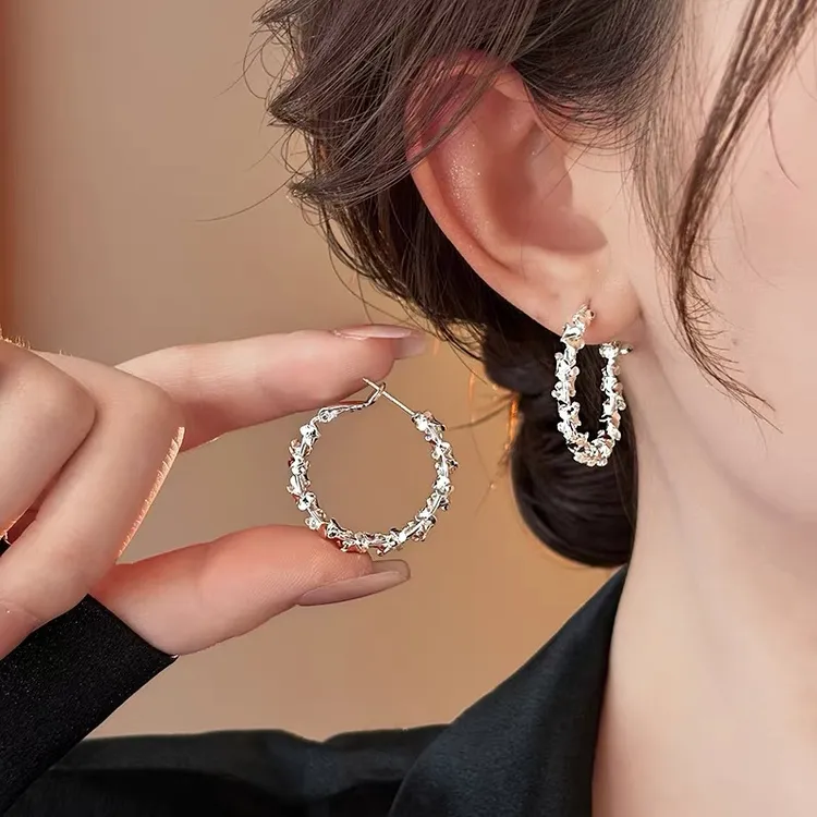 800银耳饰 800银耳骨夹耳饰百搭圆圈耳钉2感耳扣耳圈轻奢设计饰女