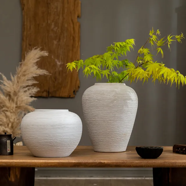 陶瓷花瓶摆件客厅水培插花粗陶罐北欧创意家居电视柜餐桌装饰品