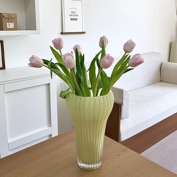 喇叭芬顿花瓶中古琉璃花瓶摆件客厅插花餐桌小众高级宽口花器家居