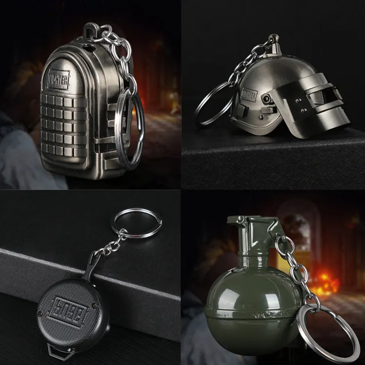 新款(迷你绝地求生吃鸡钥匙扣挂件明火可充打火机送男朋友闺蜜