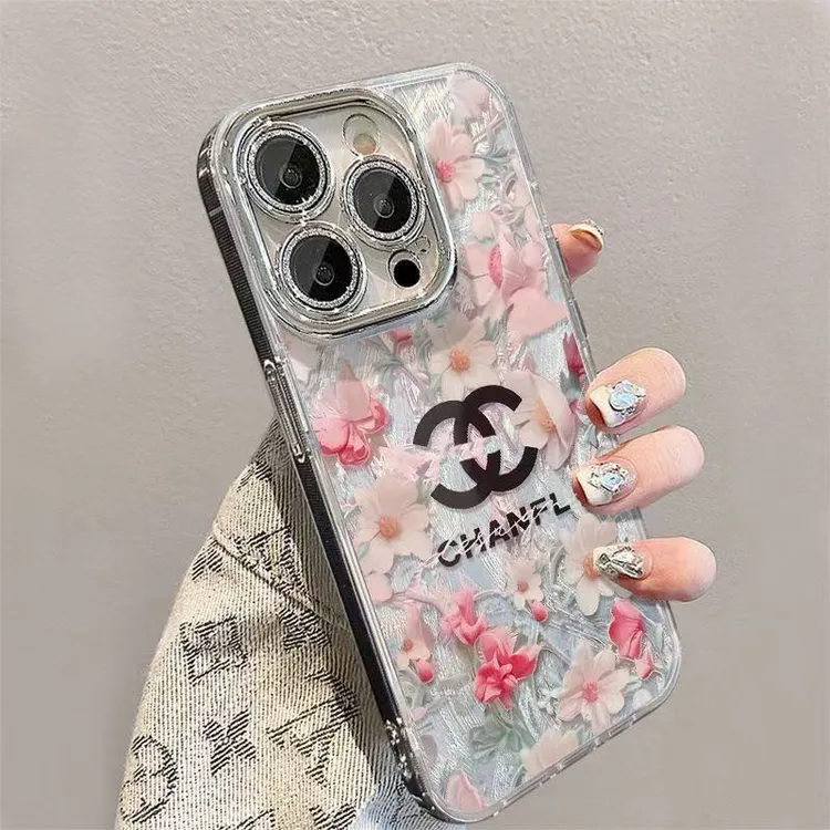 适用iPhone15promax手机壳带镜头膜16pro高级大牌满屏鲜花小香风1