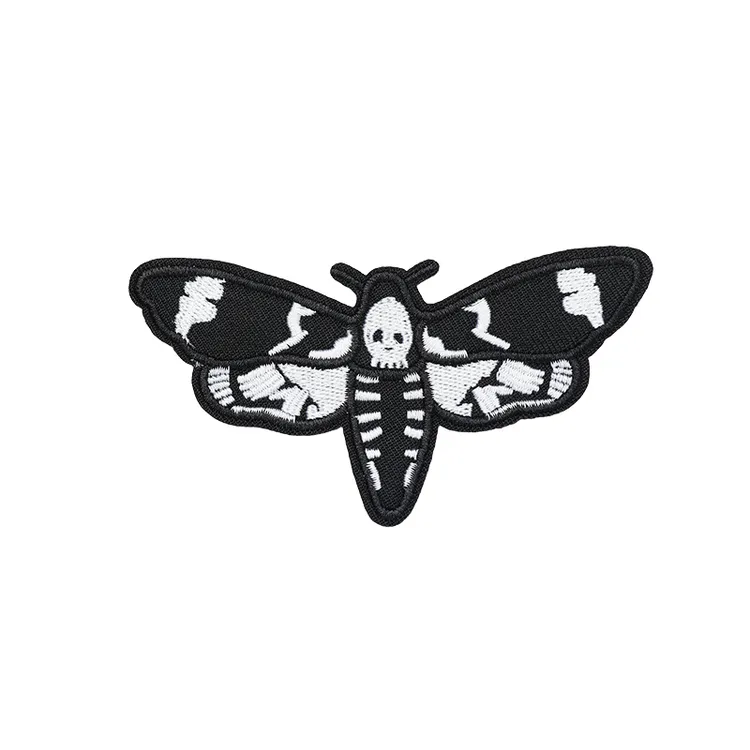 1件昆虫飞蛾刺绣热熔胶补丁贴衣服包包帽子熨烫手缝布贴
