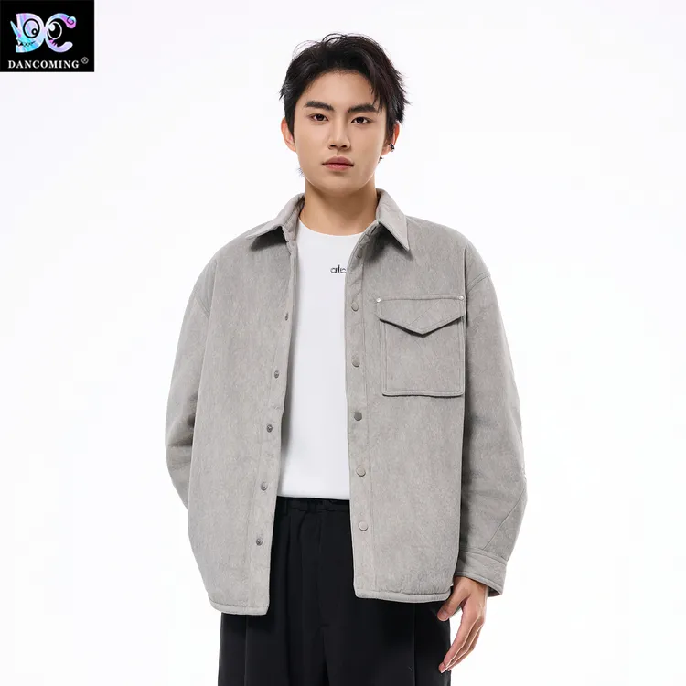 DANCOMING2025衬衫款羽绒服冬季潮流设计感山系工装毛感男士外套