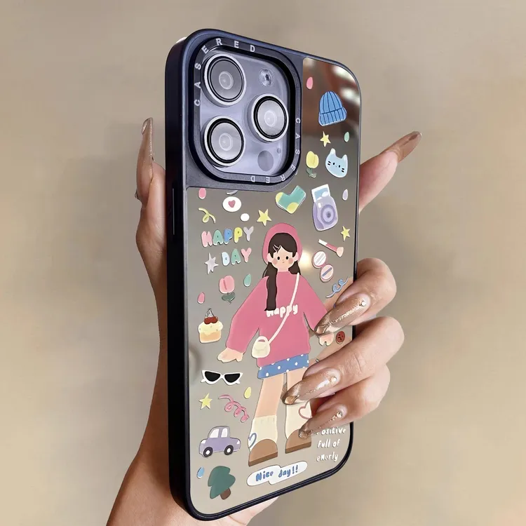 彩贴女孩适用OPPOReno14手机壳新款reno13防摔12爆款11镜面外壳10