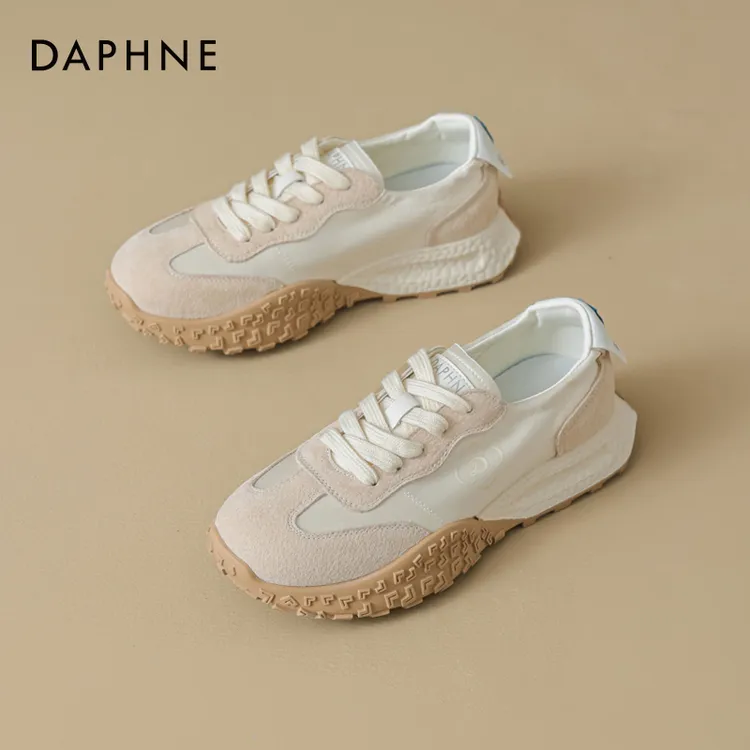 达芙妮德训鞋女鞋春秋时尚舒适轻便休闲鞋运动厚底薄款小白鞋板鞋