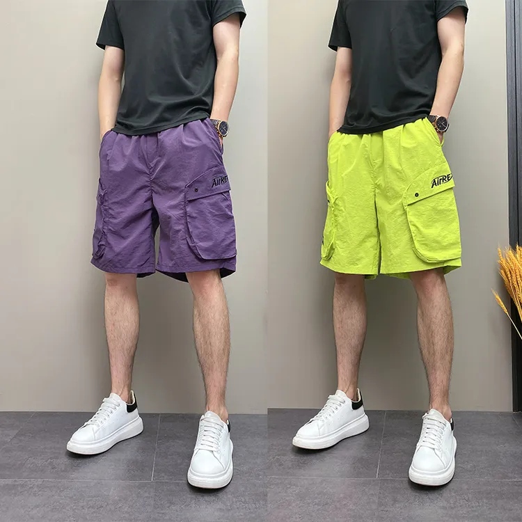 DOEA夏季薄款个性设计感刺绣青年男士休闲四分网红ins沙滩短裤子