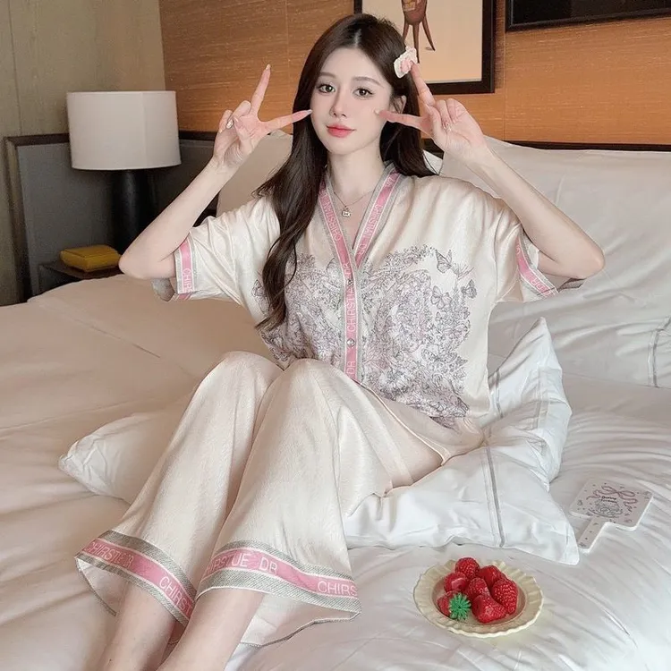 【许愿池少女三件套】夏季新款高级感仿真丝睡衣女轻奢家居服爆款