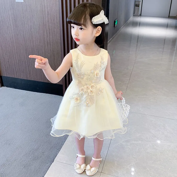 2025新款时髦甜美女童夏日公主蓬蓬裙女宝演出生日夏装连衣裙时尚
