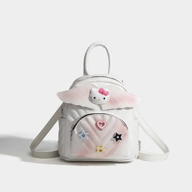 【艺凡】可爱KT扎染翅膀双肩包女纽扣双肩包可爱迷你休闲背包