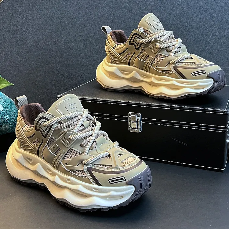 法莎尼亚秋季轻便老爹鞋时尚厚底增高秋季新款运动鞋轻奢痞帅男鞋